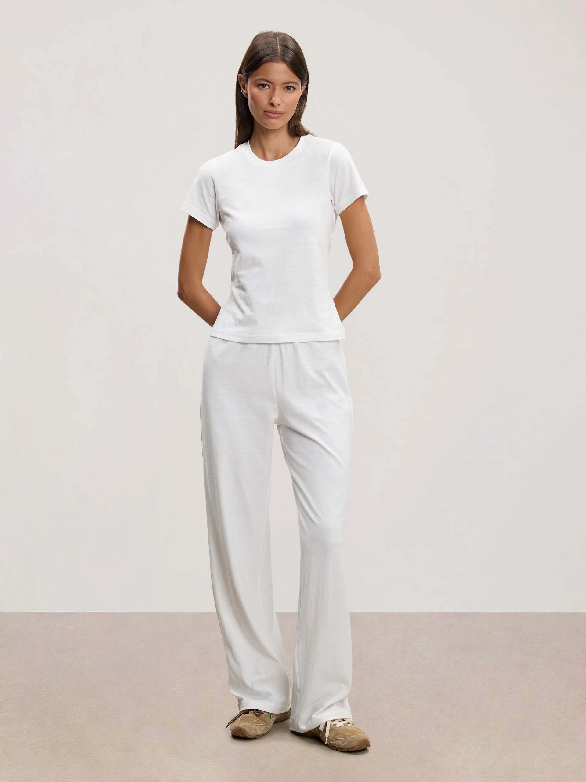 Womens Linen Blend Trouser in White - Image 2