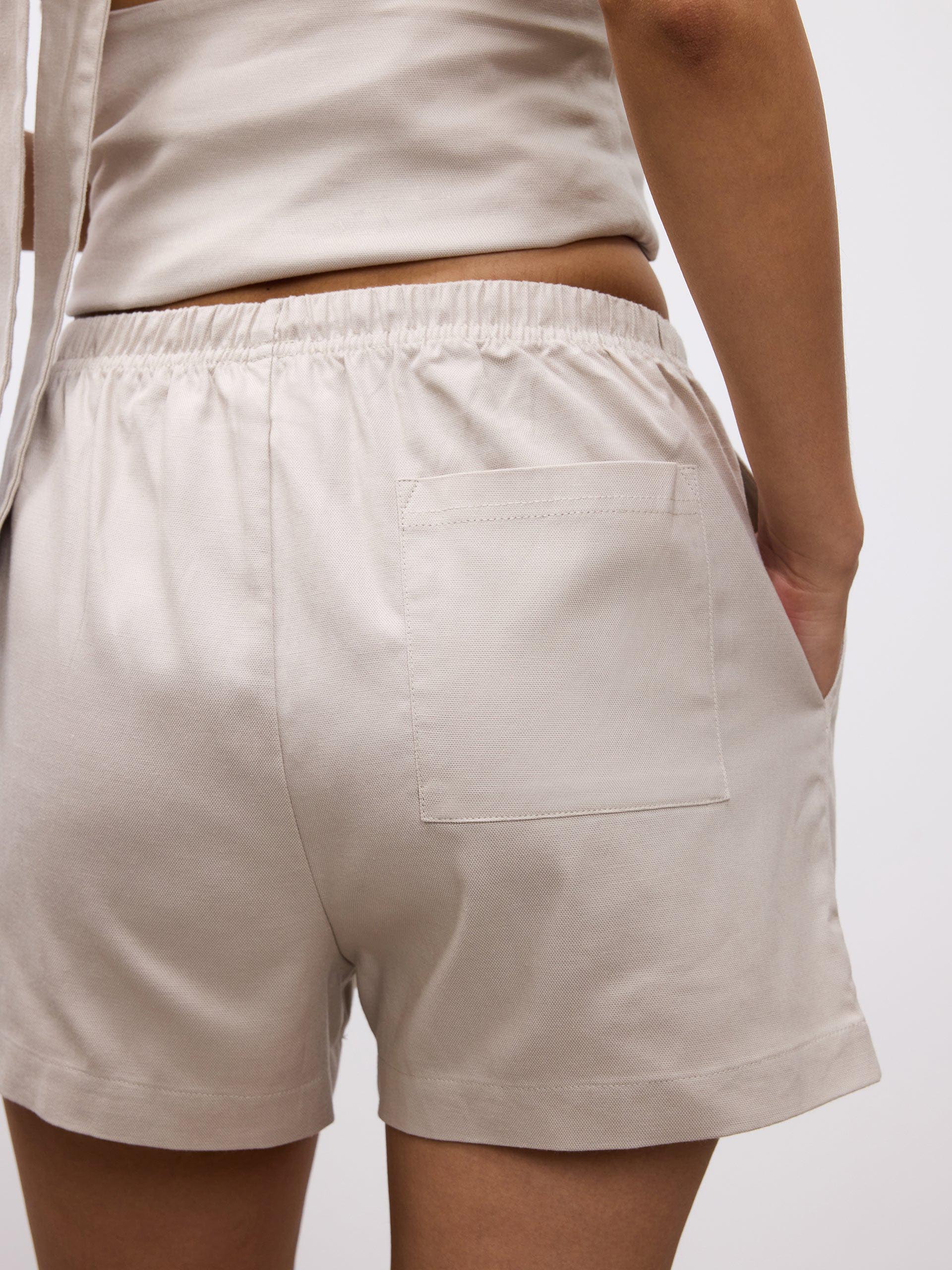 Womens Linen Short in Stone - Image 5