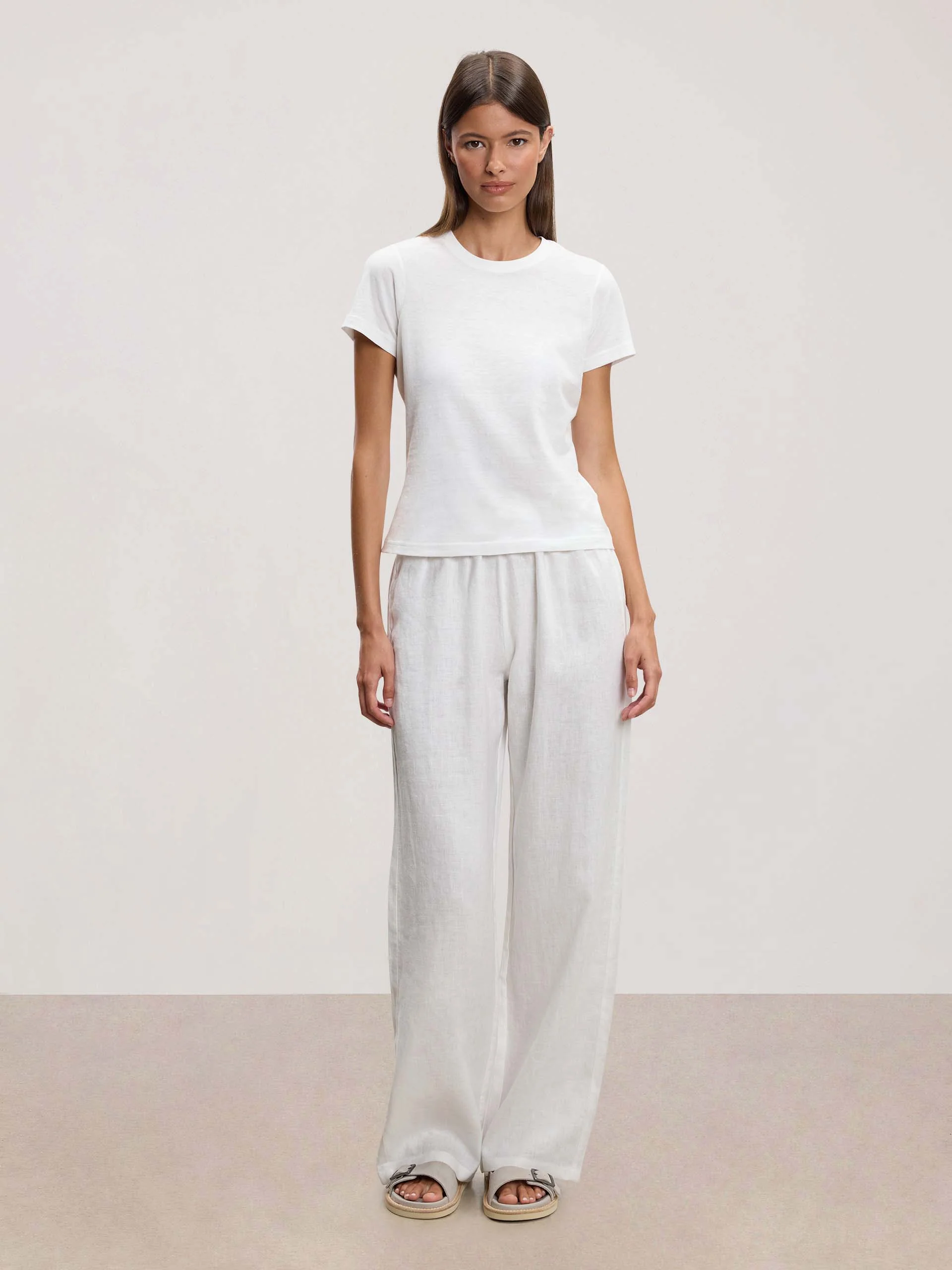 Womens Linen Trouser in White - Image 2