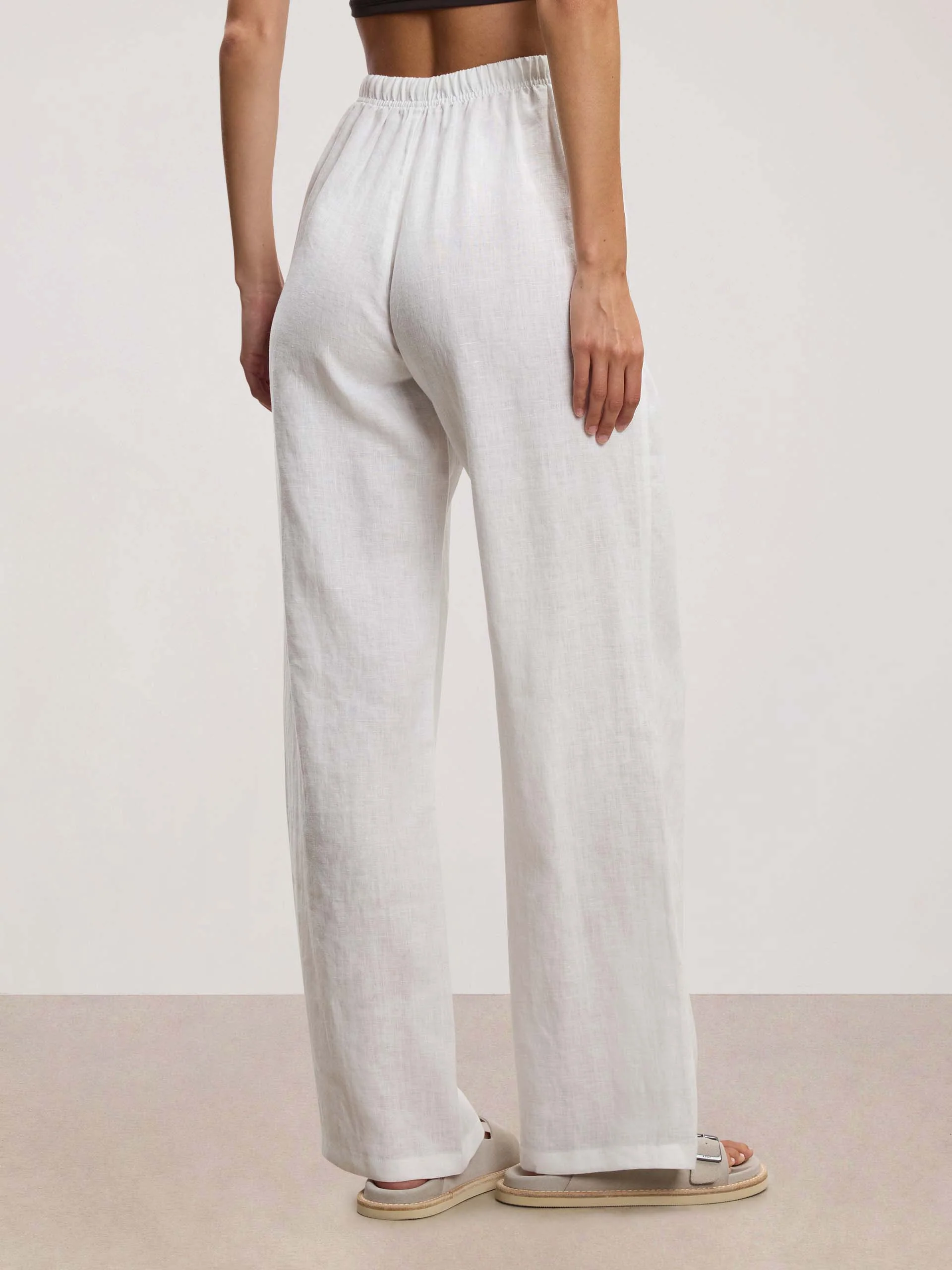 Womens Linen Trouser in White - Image 4