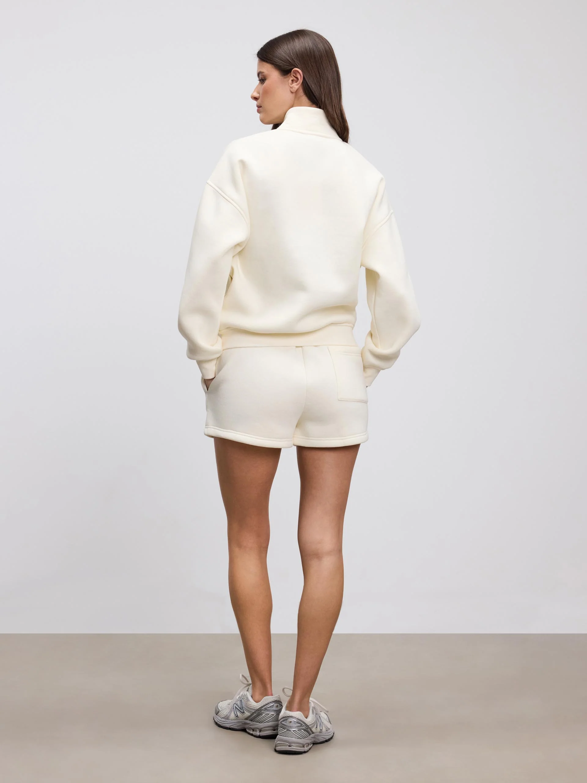 Womens Neoprene Funnel Neck Jacket in Ecru - Image 4