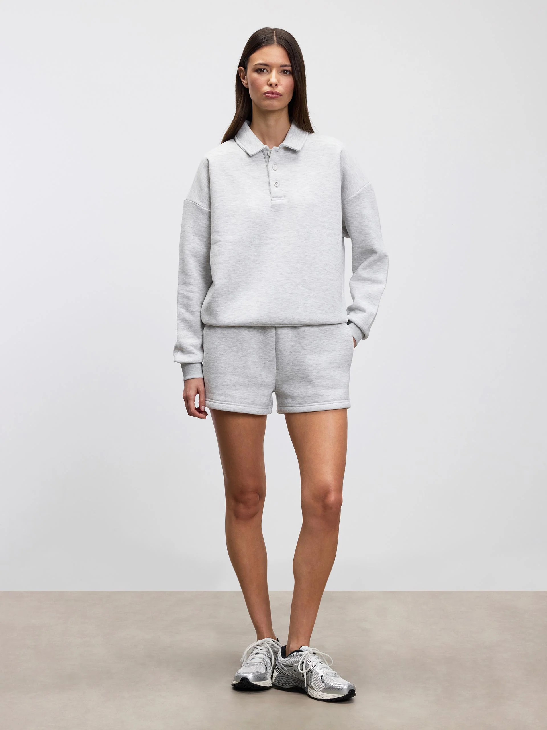 Womens Neoprene Short in Marl Grey - Image 3
