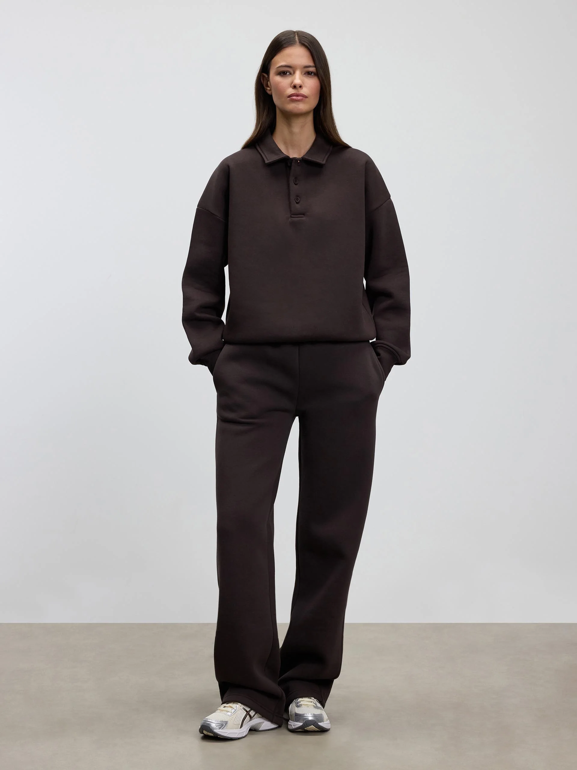 Womens Neoprene Straight Leg Jogger in Brown - Image 2