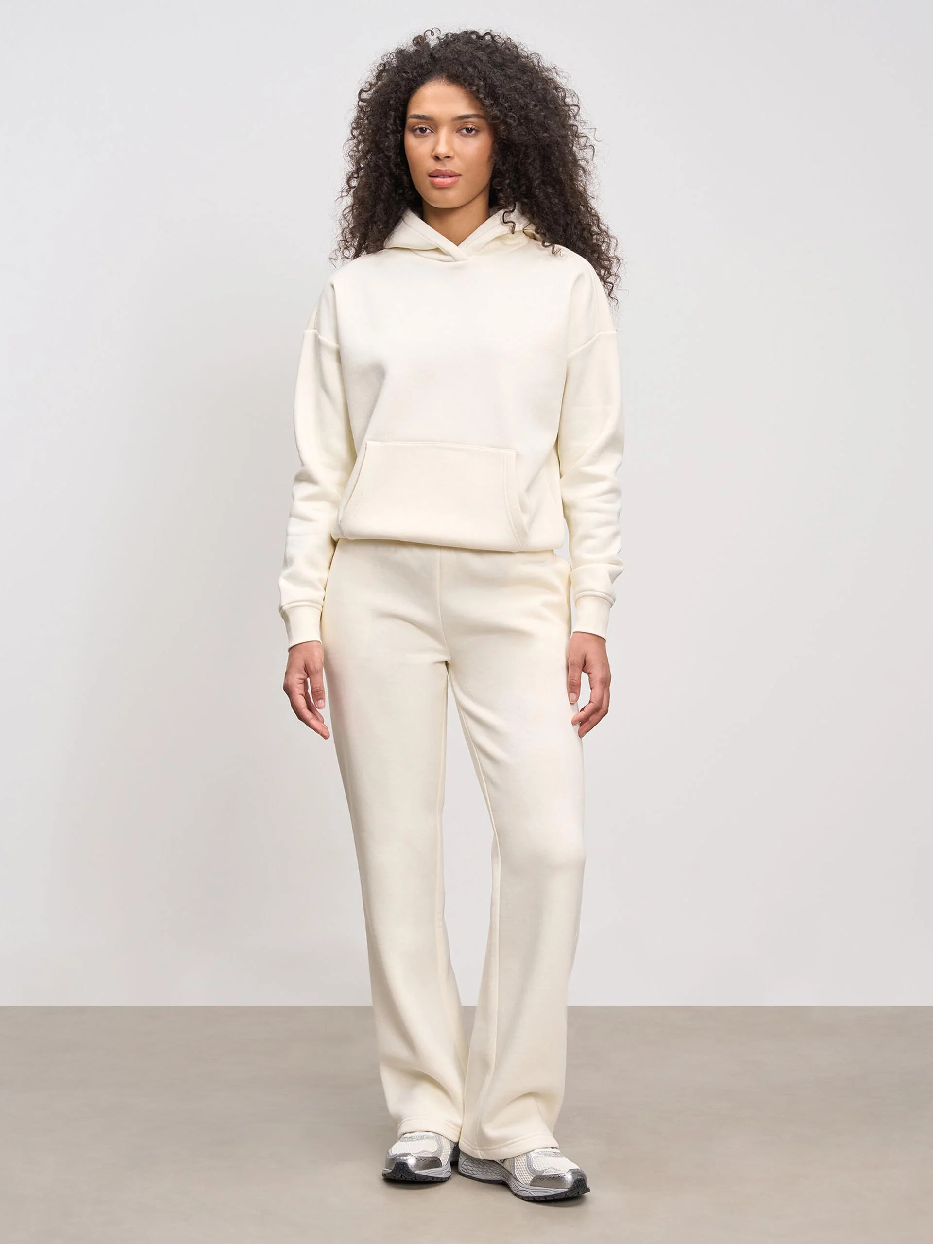 Womens Neoprene Straight Leg Jogger in Ecru - Image 2