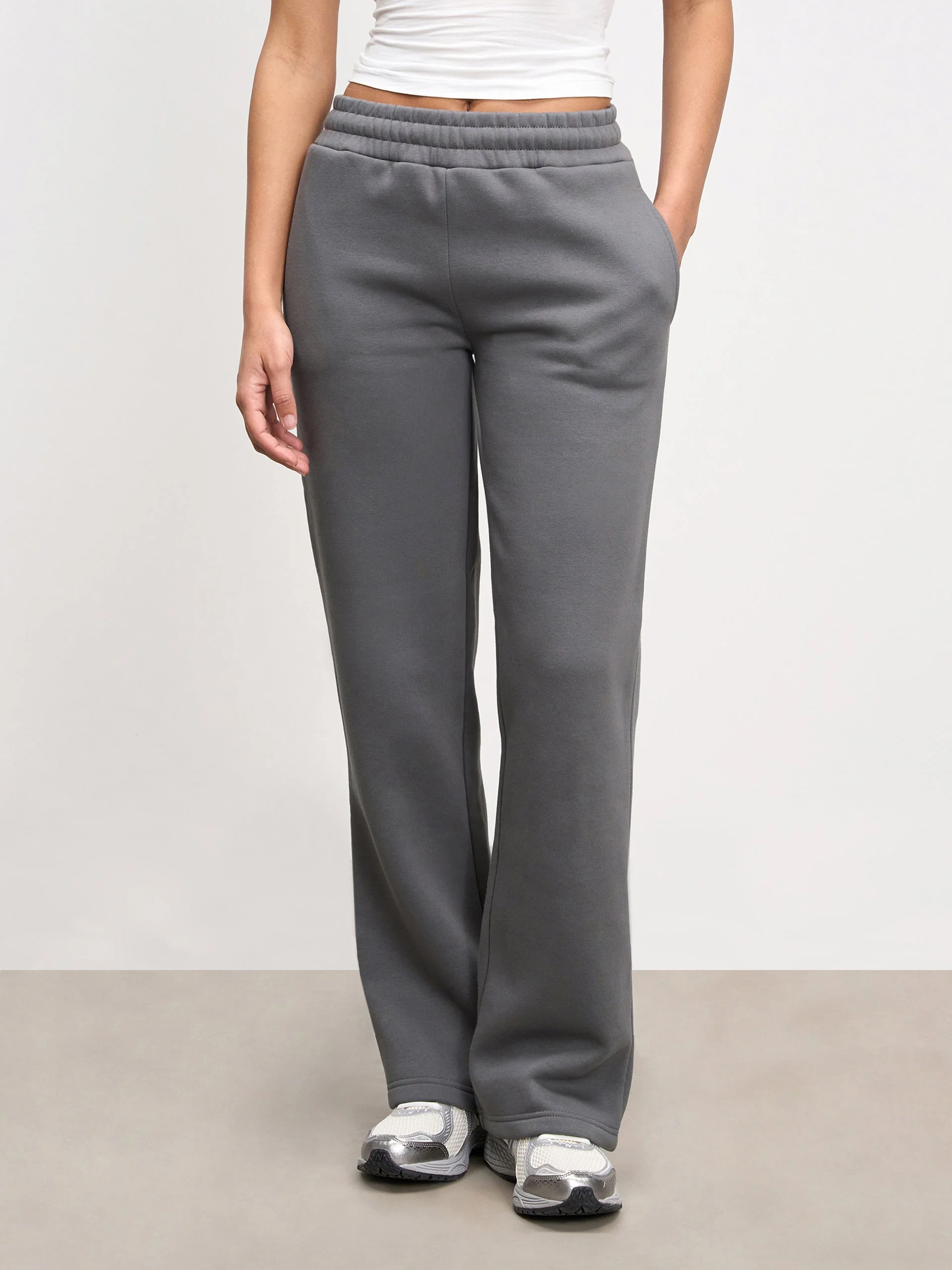 Womens Neoprene Straight Leg Jogger in Grey