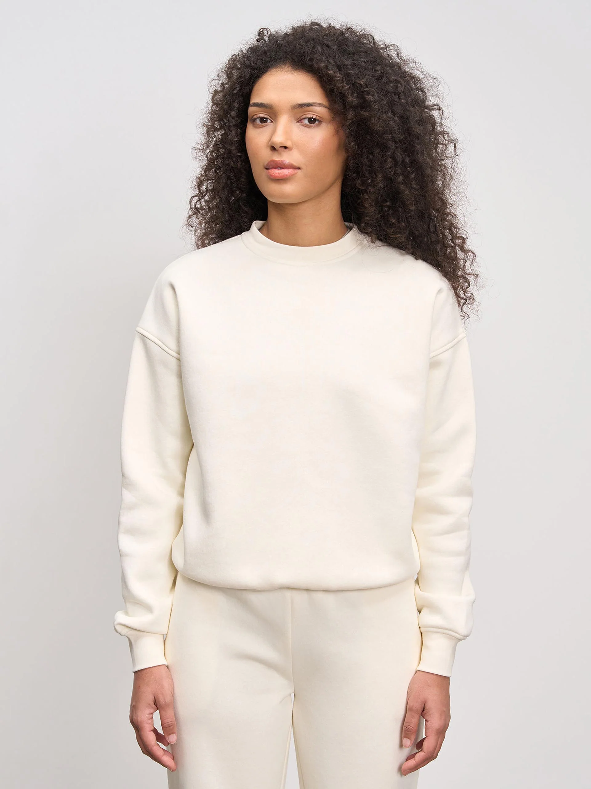Womens Neoprene Sweatshirt in Ecru - Image 2