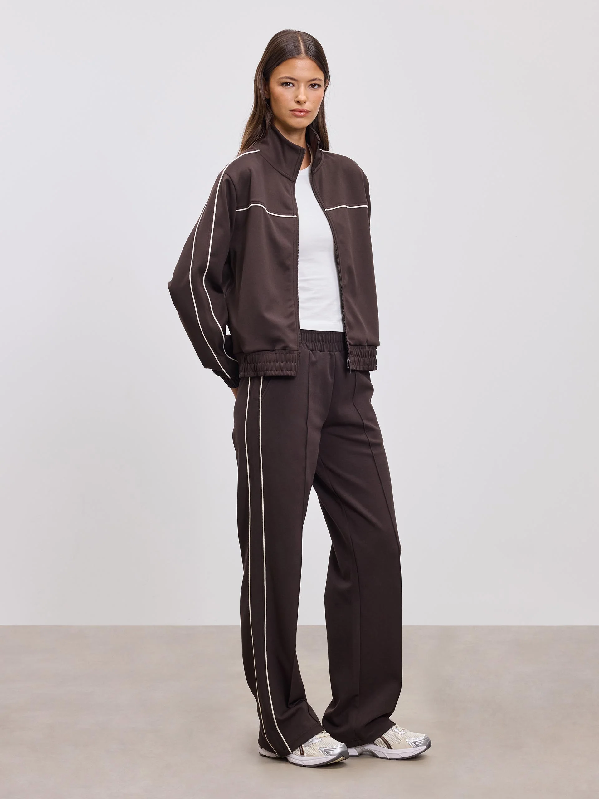 Womens Piping Track Jacket in Brown - Image 8