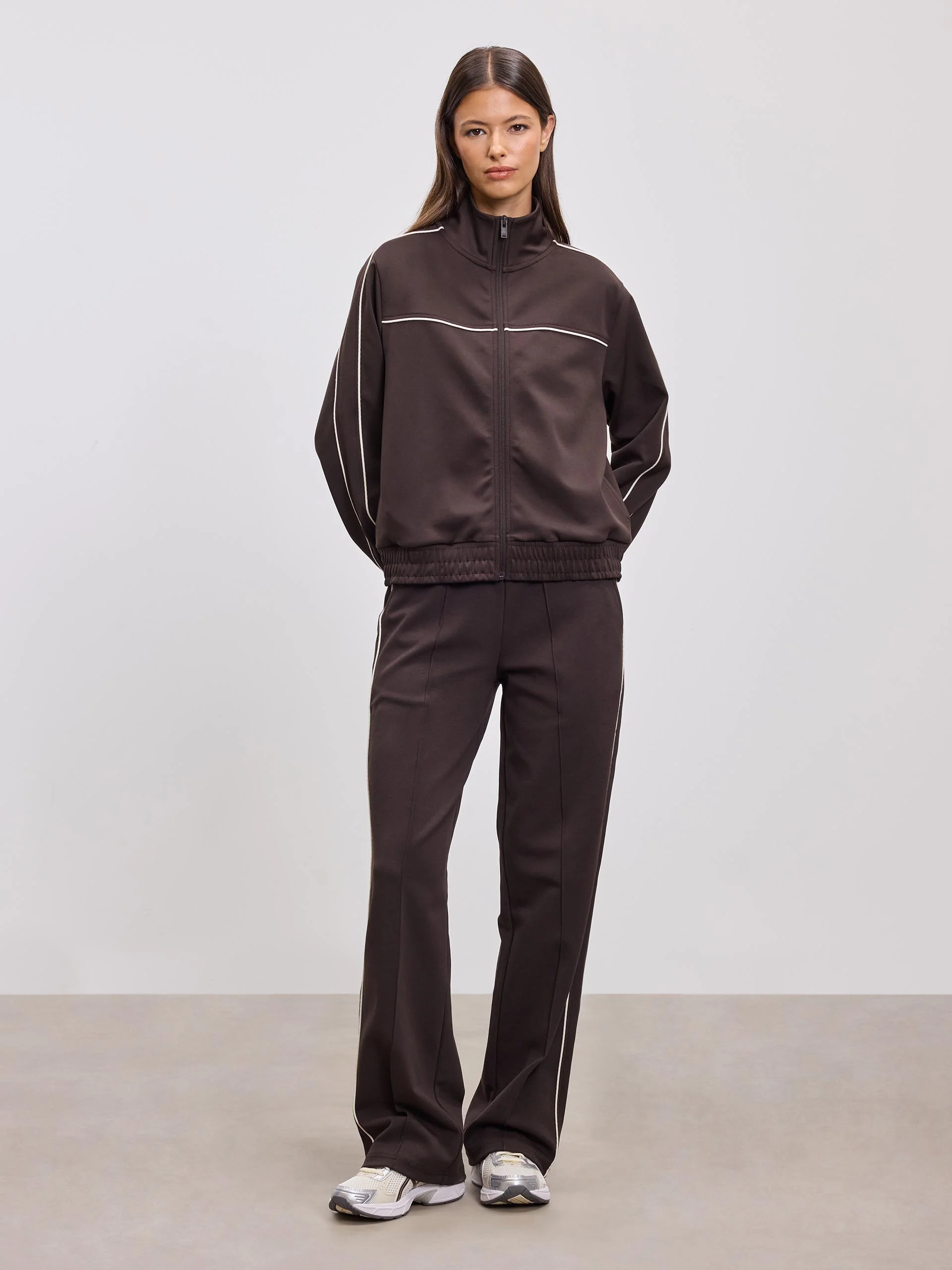 Womens Piping Track Pant in Brown - Image 2