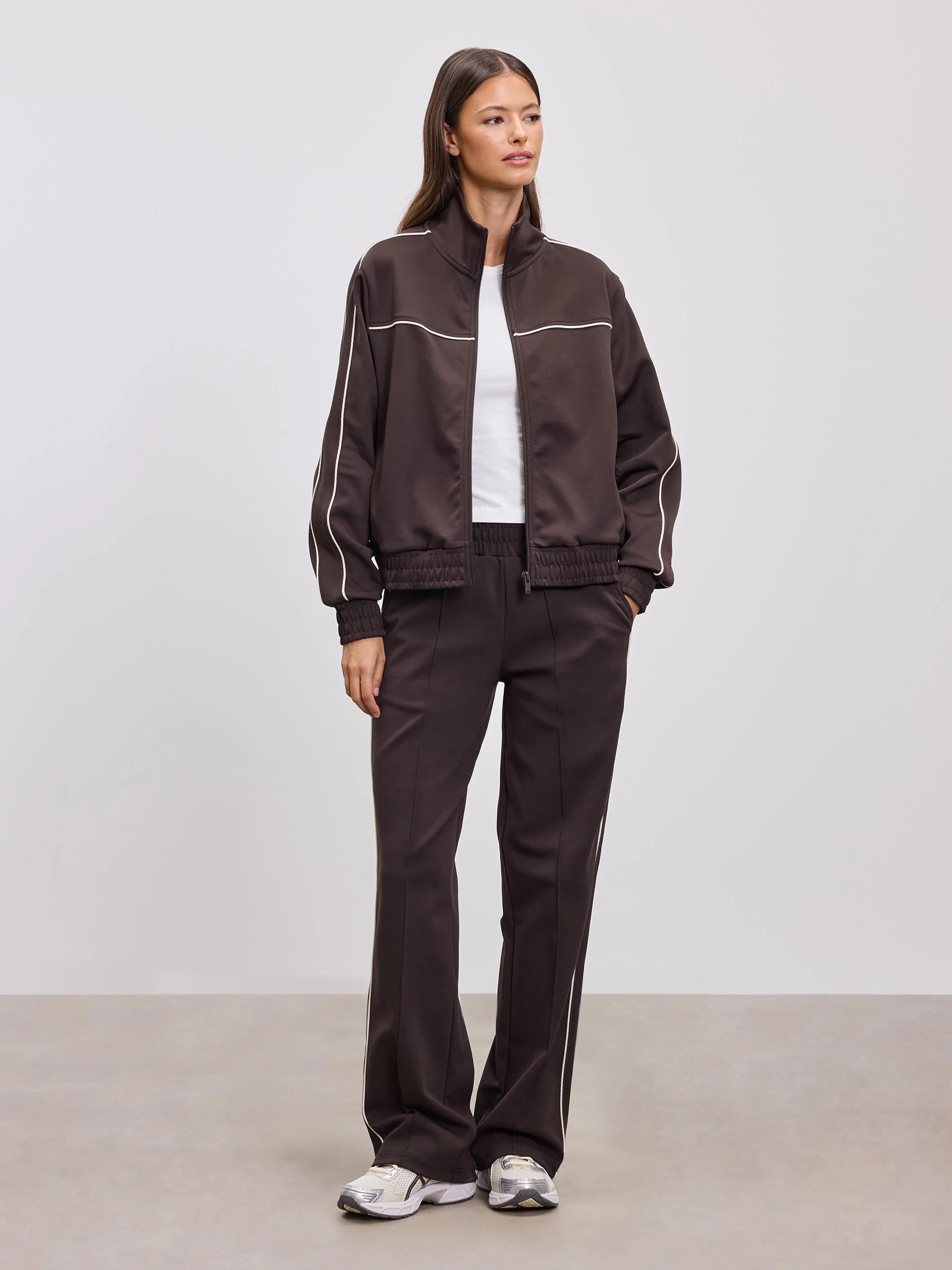 Womens Piping Track Pant in Brown - Image 5