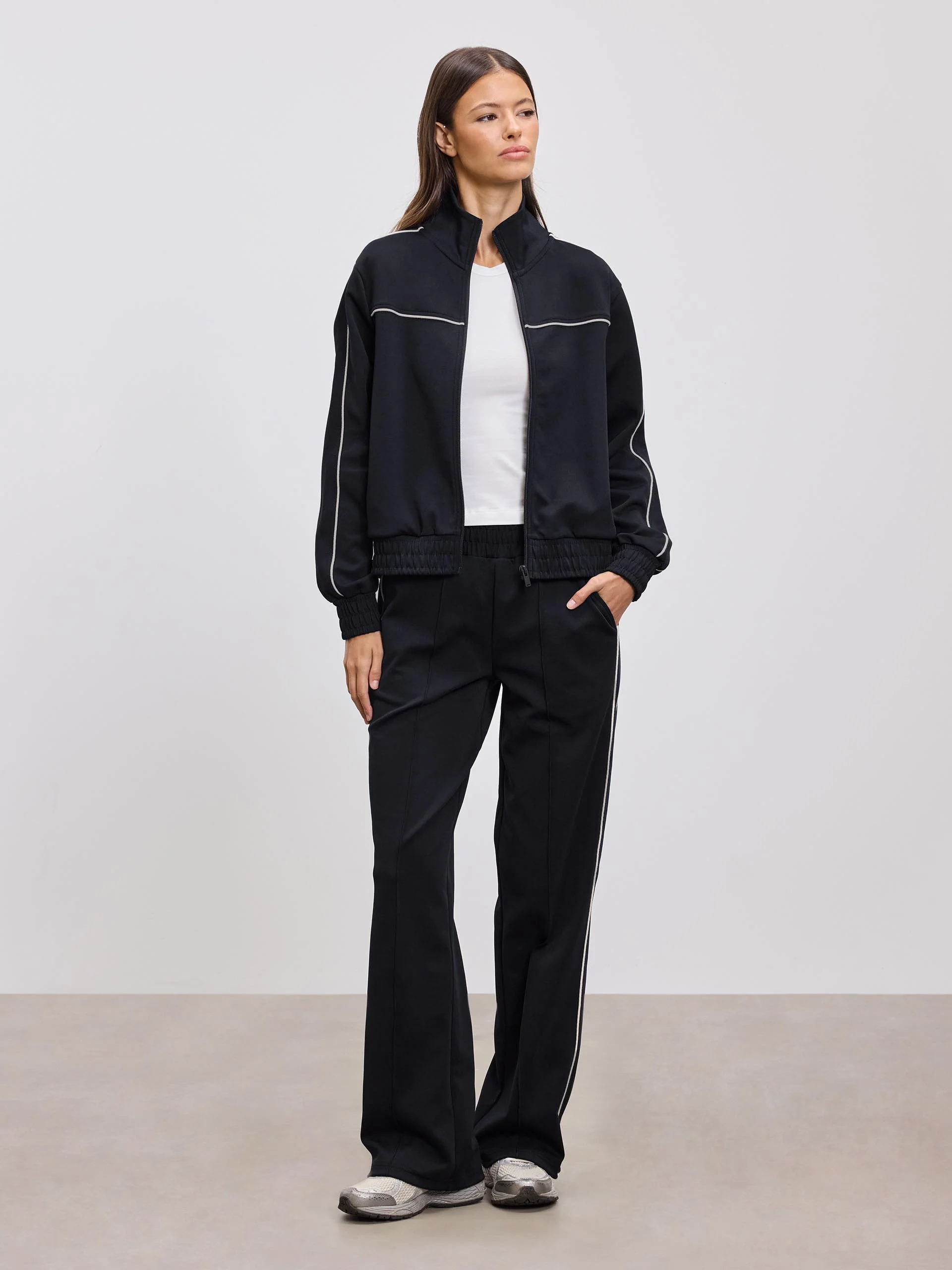 Womens Piping Track Pant in Midnight Navy - Image 2