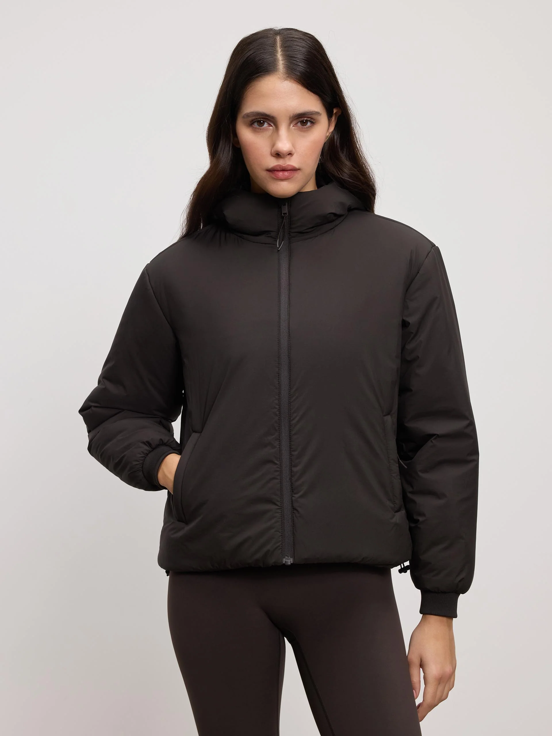 Womens Puffer Windbreaker in Brown