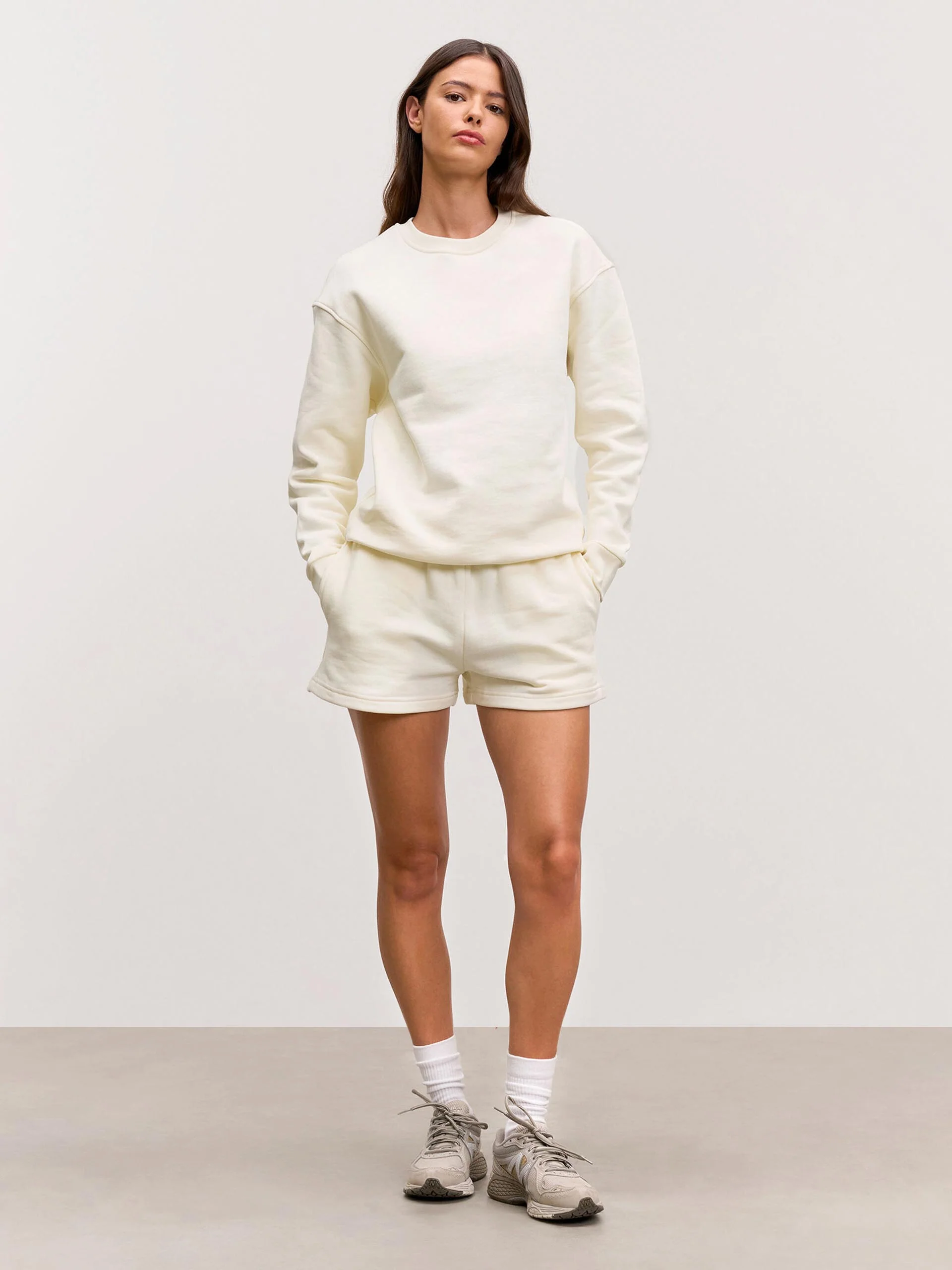 Womens Relaxed Jersey Short in Ecru - Image 2