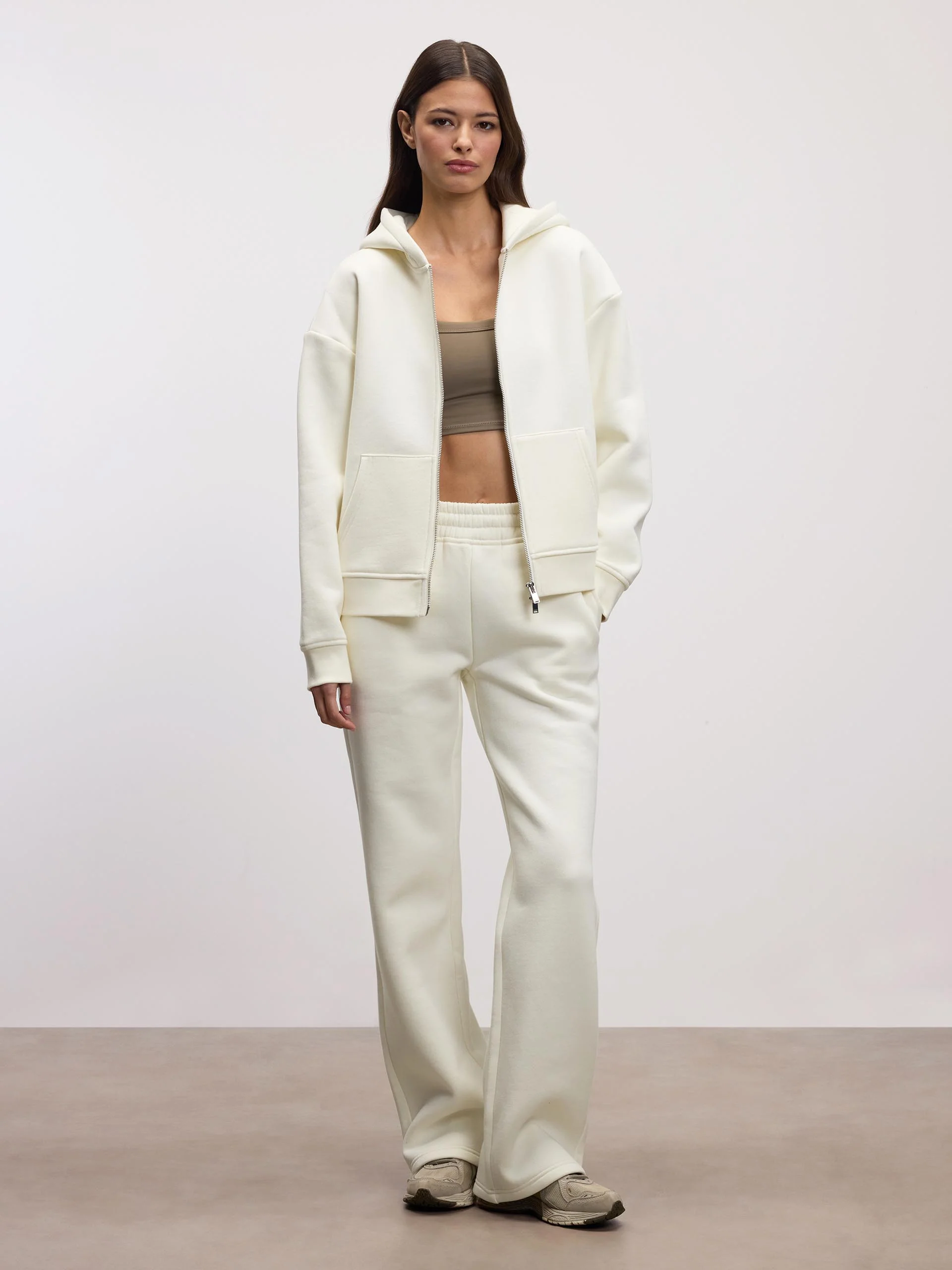 Womens Relaxed Zip Hoodie in Ecru - Image 2