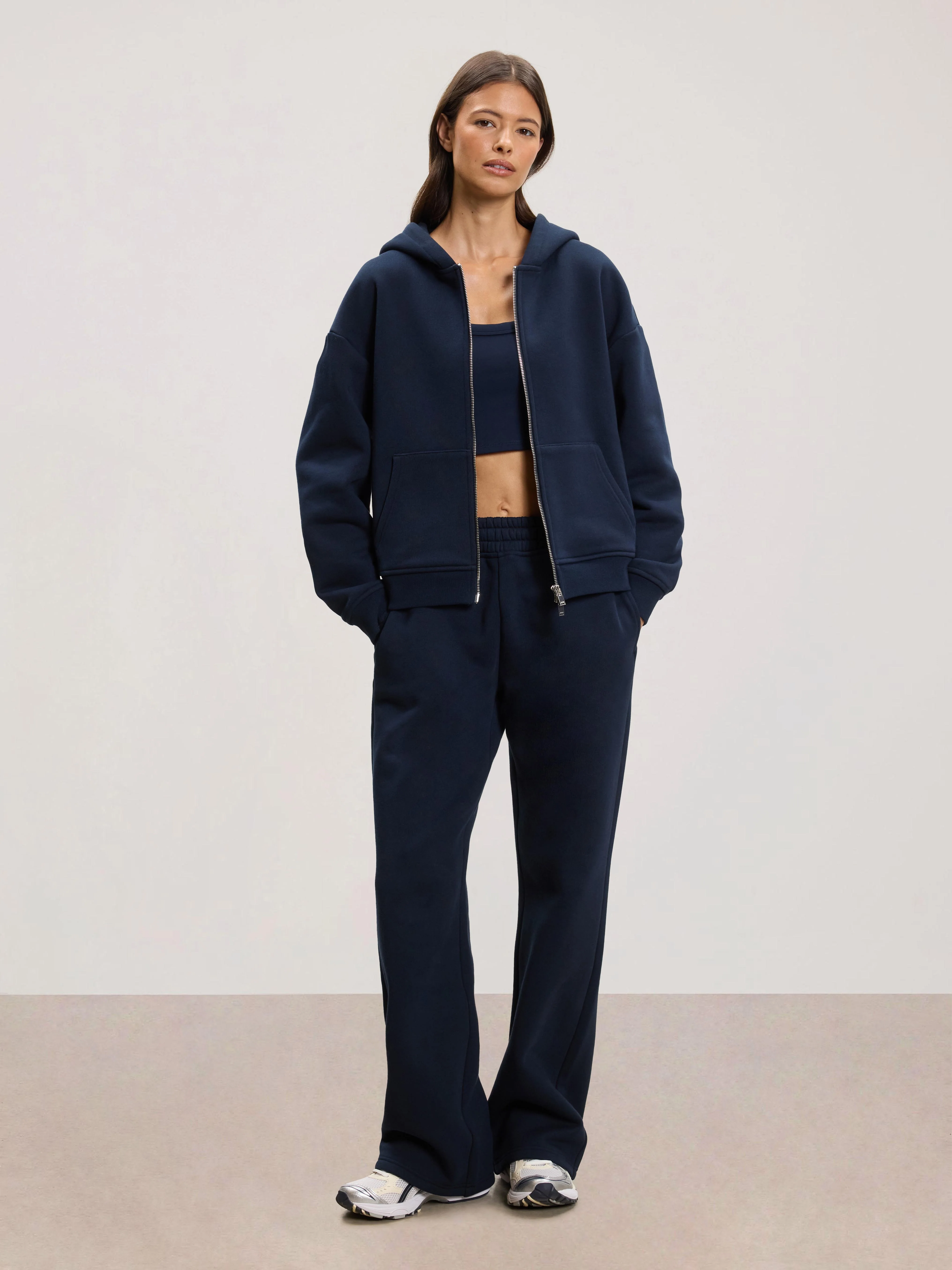 Womens Relaxed Zip Hoodie in Navy - Image 2