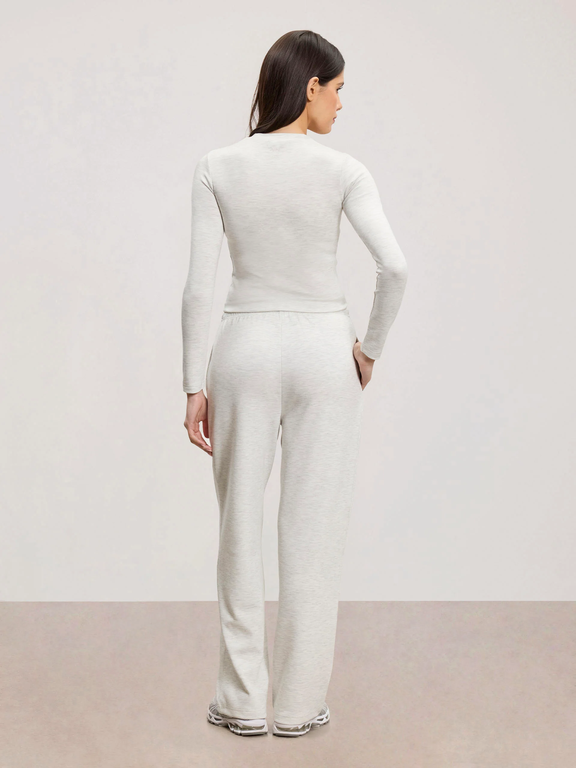 Womens Soft Interlock Long Sleeve Top in Marl Grey - Image 6