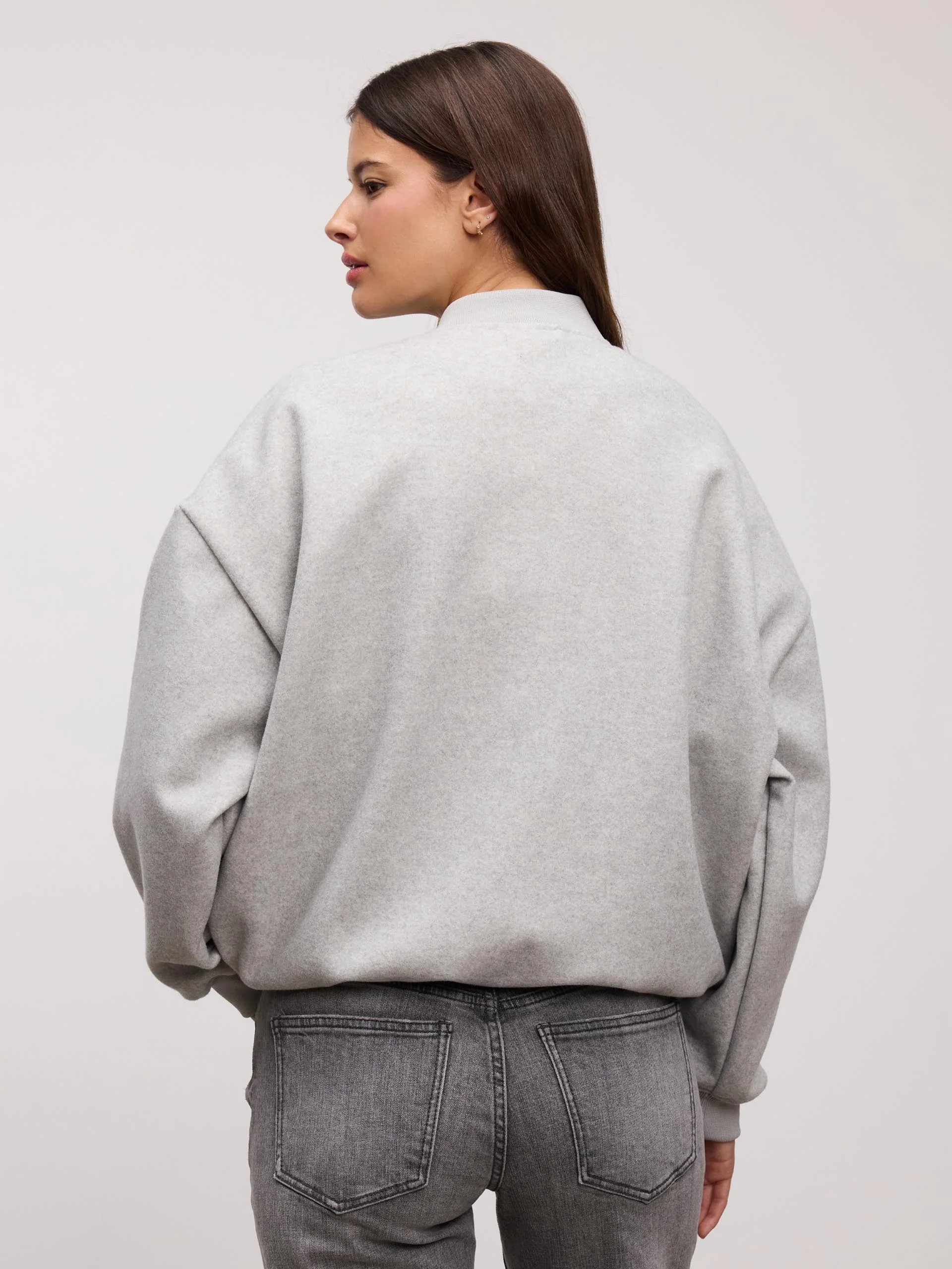 Womens Soft Knitted Bomber Jacket in Grey - Image 10