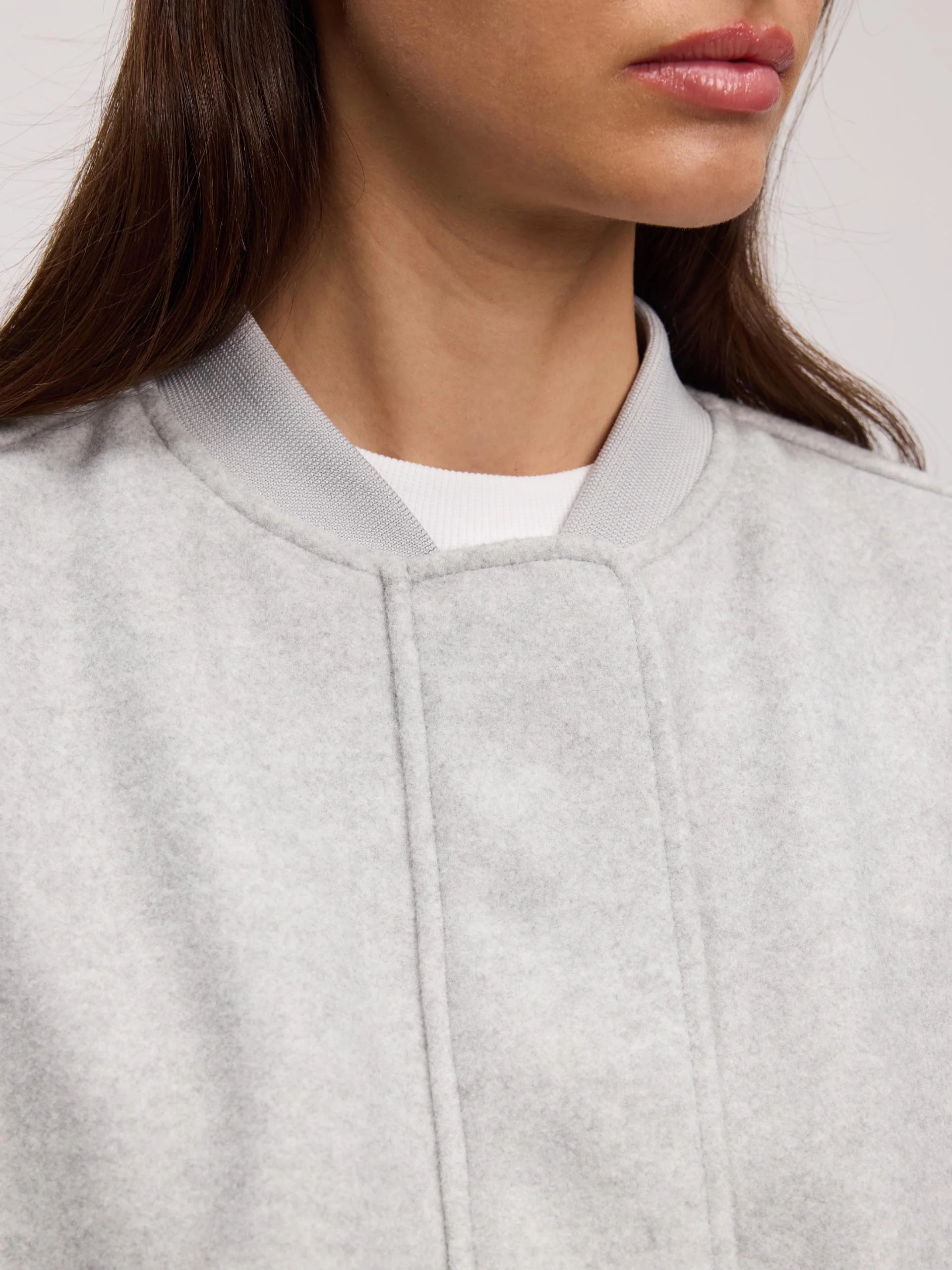 Womens Soft Knitted Bomber Jacket in Grey - Image 11