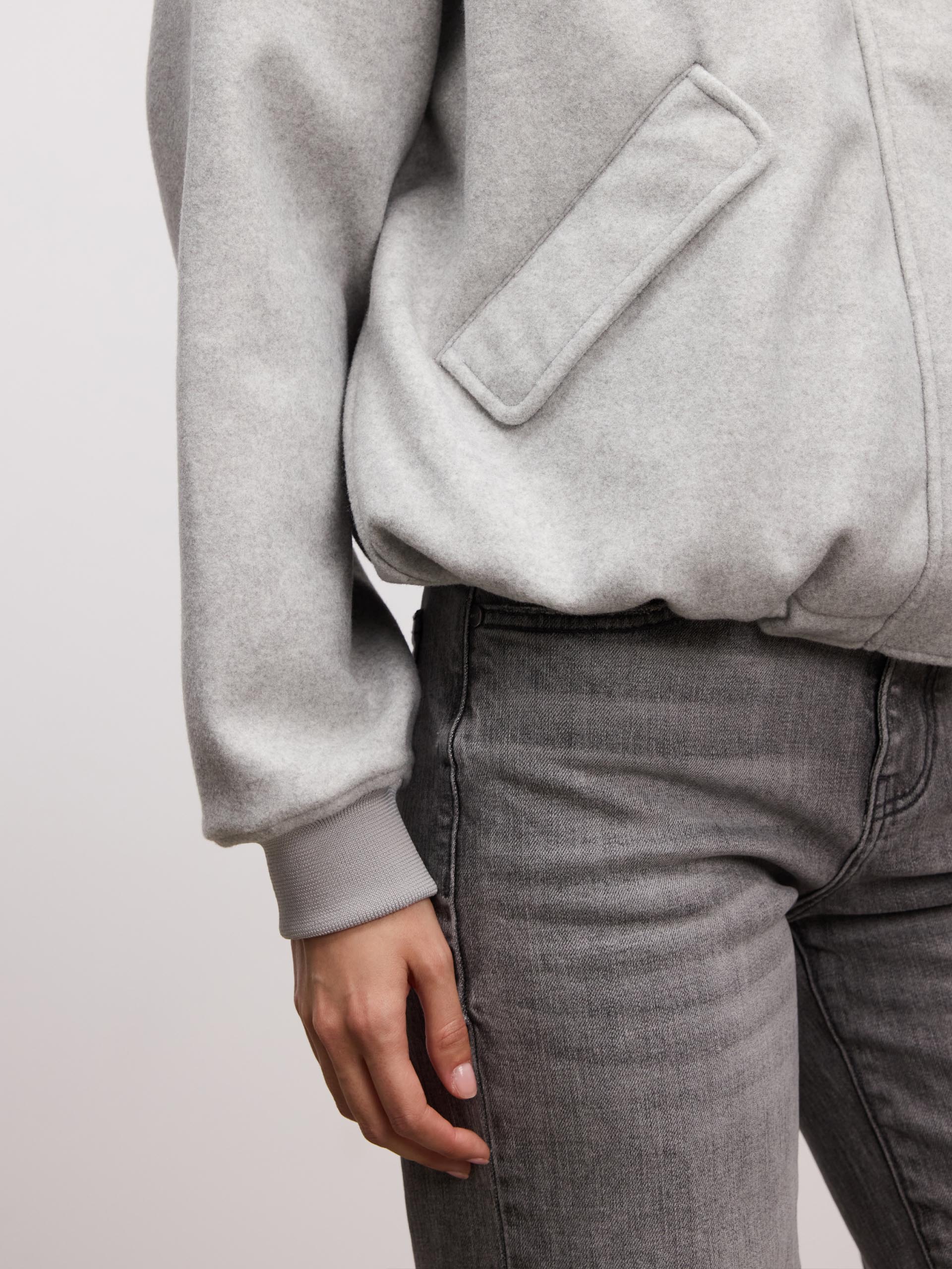 Womens Soft Knitted Bomber Jacket in Grey - Image 12