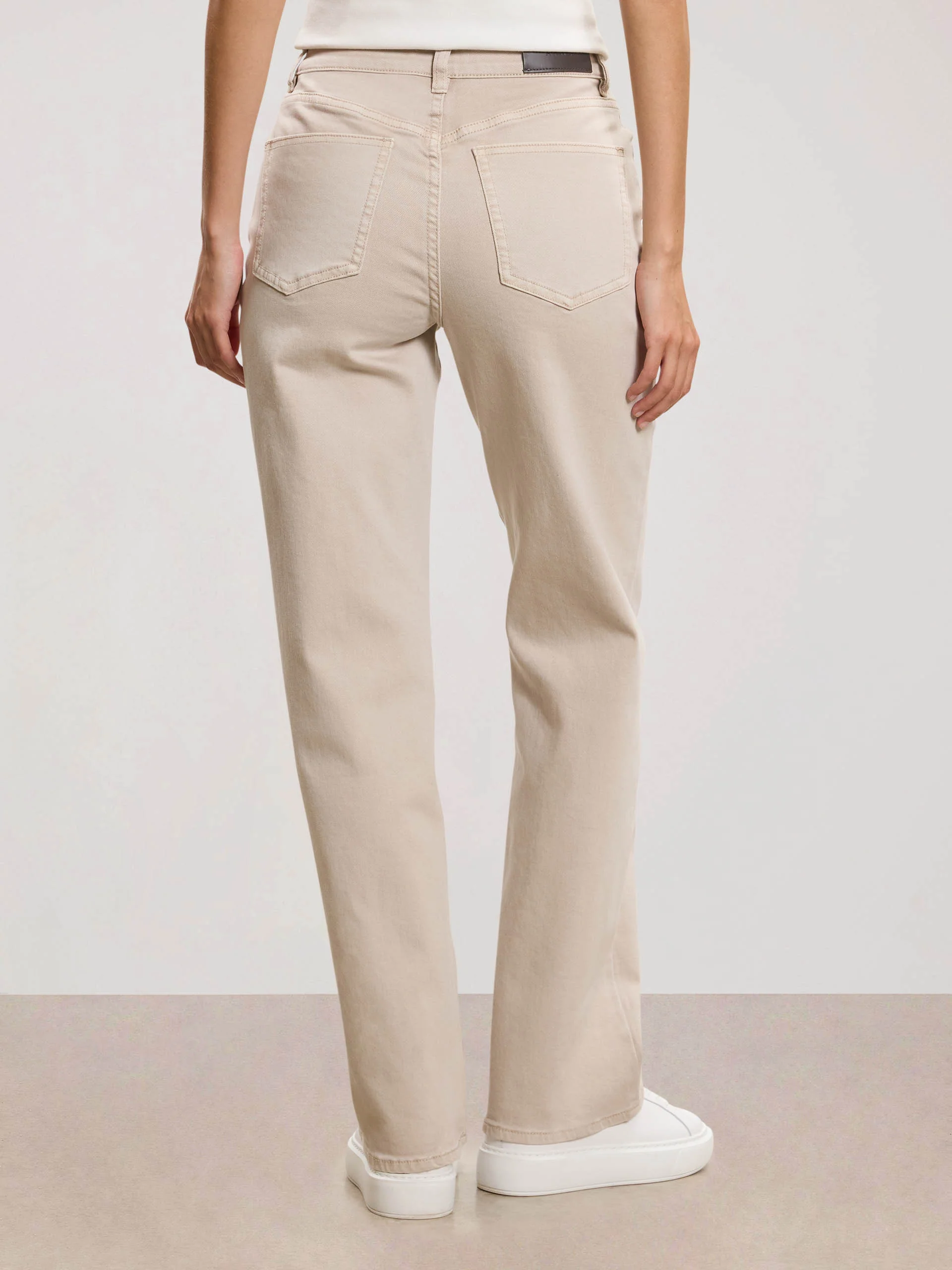 Womens Straight Leg Denim Jeans in Beige - Image 3